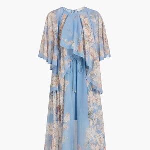NWT Zimmermann Blue Floral Tie-Waist Maxi Dress